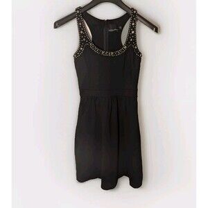 Women's Cynthia Rowley Black Stud Stretch Fit & Flare Sleeveless Skater Dress XS